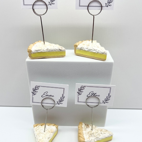 Lemon Meringue Pie Place Card Holders – Set of 2 | Handmade Clay Table Decor - Picture 14 of 16